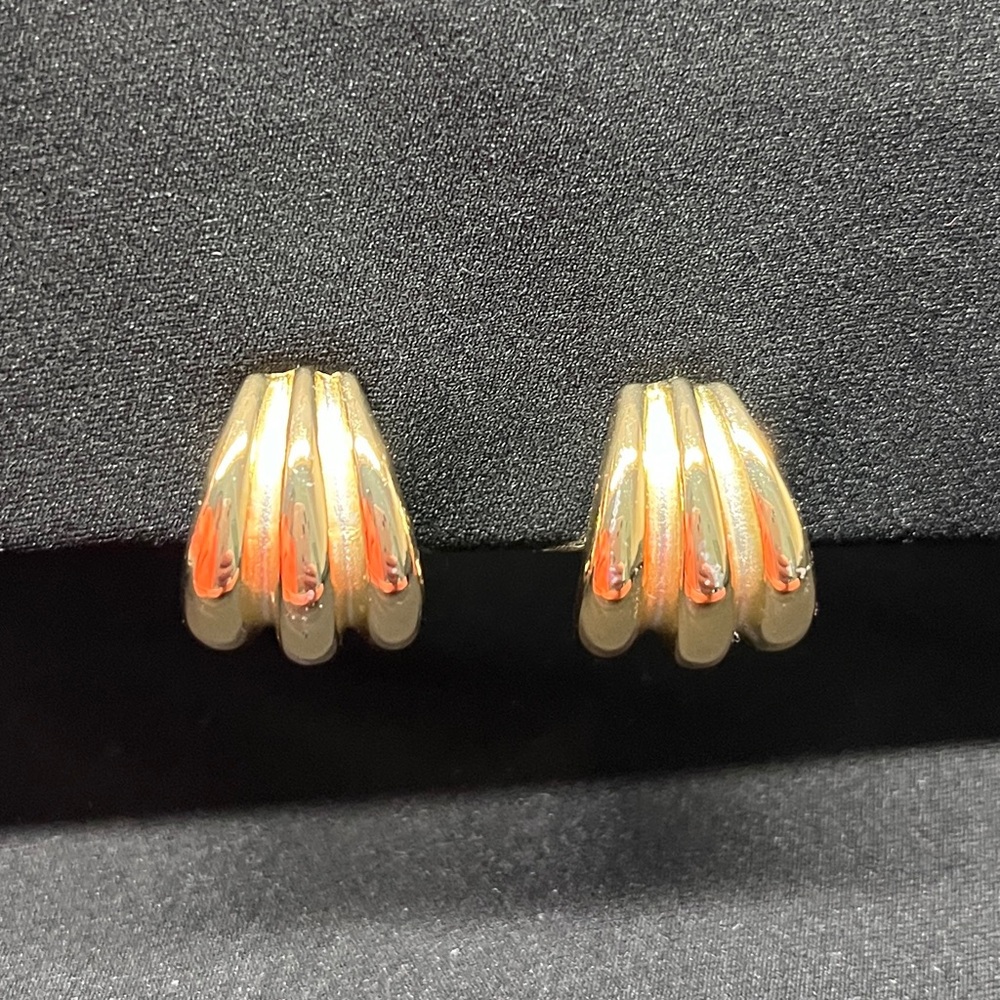 Vintage Erwin Pearl Earrings Art Deco Inspired Textured Ribbed 90s Bold Chunky